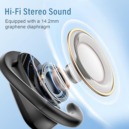 Wireless Earbuds Bluetooth 5.4 Open Ear Headphones with Earhooks, Black | 3-in-1 AI Real Time Translator with Audio/Video Call Translation. 58H Battery & Comfortable Over Ear for Learning Workout - image 7