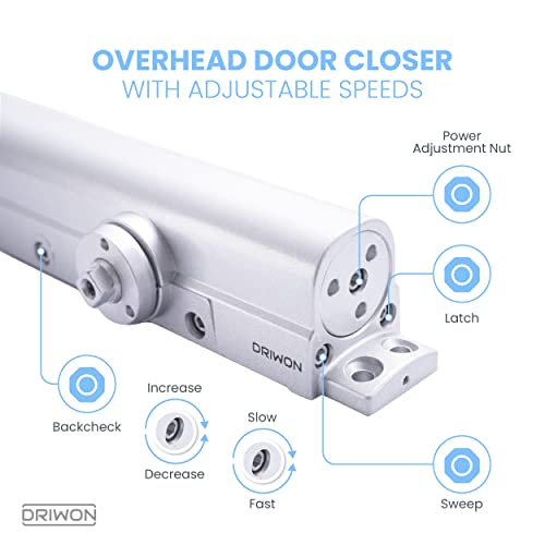 Heavy Duty Commercial Door Closer Driwon Dn-8220 Adjustable 1-6, Grade 1, 3-Hour Fire Rated For Metal & Interior Wood Doors, Automatic Overhead Self Closing Style For High Traffic… #TOP2