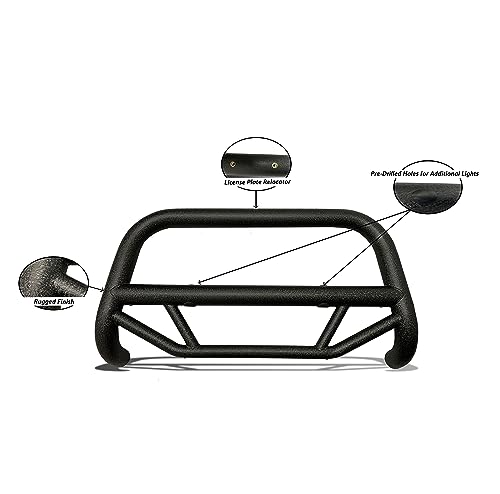 Image of Black Horse Off Road Max T Bull Bar Textured Black Compatible with 2020-2023 Jeep Gladiator (Excl. 21-23 V8 Engine and Trims with Fox Hydraulic Jounce Bumpers)|2018-2023 Jeep Wrangler-MBT-MJ105