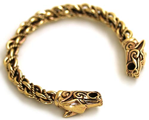 LynnAround Big Size Bronze Norse Viking Fenrir Wolf Head Twisted Cable Bangle Cuff Bracelet Arm Ring Pagan Jewelry2