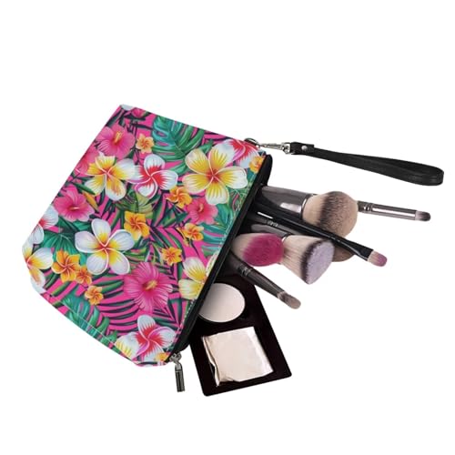 Image of Hibiscus Large Purse Set for Women, Lightweight Top Handle Satchel with Make Up Bag, Shoulder Hobo Tote with Wallet for Working, Travel, Hot Pink