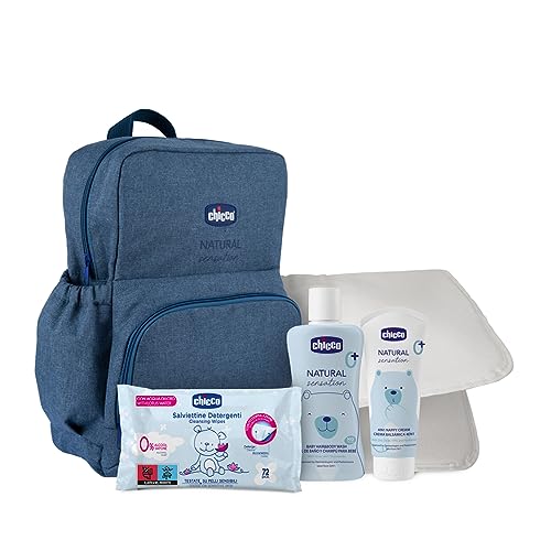 Chicco Mochila Pañales Natural Sensation, Bolso Cambiador con Cosmética y Toallitas Bebé, Mochila Multifunción Mamá o Papá, Con Cambiador, Ajustable a Carrito con Bolsillos Térmicos