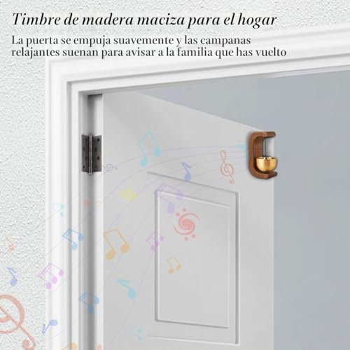 Miniatura 2 de Timbre Magnético Para Apertura De Puerta, Timbre De Puerta Adhesivo Para Porche Delantero, Pared, Jardín, Tienda, Regalo De Inauguración De La Casa, Timbre De Viento De Madera Vintage Con Campana De