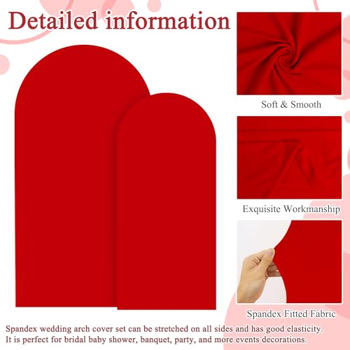 Image of FOTSHARER Red Arch Cover Backdrop Fabric 6FT 7.2FT Spandex Arch Backdrop Cover for Chiara Arches 2 Sided Birthday Arch Stand Cover Boho Wedding Arch Covers Stretchy Backdrops for Party Ornament Supply