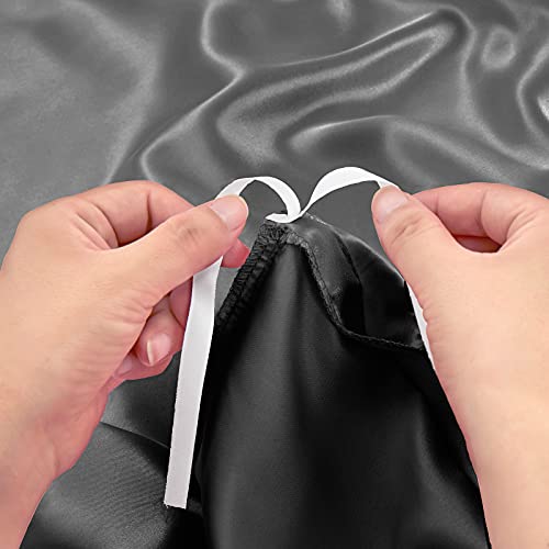 Image of Ersmak 6 Pieces Satin Duvet Cover Full /Queen Size Luxury Silky Bedding Duvet Cover Set with 1 Soft Duvet Cover, 4 Queen Pillowcases and 1 Body Pillowcase, Black