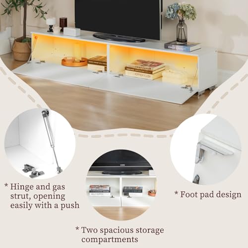 Meuble TV 180 cm Blanc LED 15 couleurs GOKHOMX