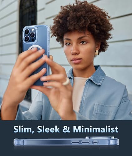 Image of FNTCASE for iPhone 15 Pro Case: Strong Magnetic Anti-Yellowing Slim Clear Phone Case | Military Grade Protection & Shockproof Drop Protective Thin Transparent Cover(Clear Crystal)