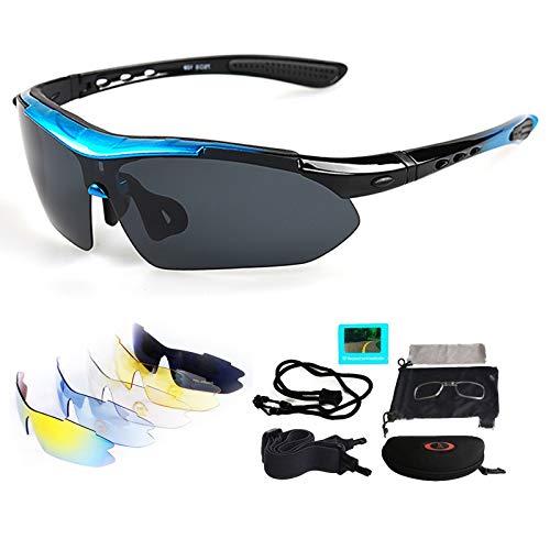 VILISUN Fahrradbrille Sportbrille UV-Schutz mit 5 Wechselgläser inkl...