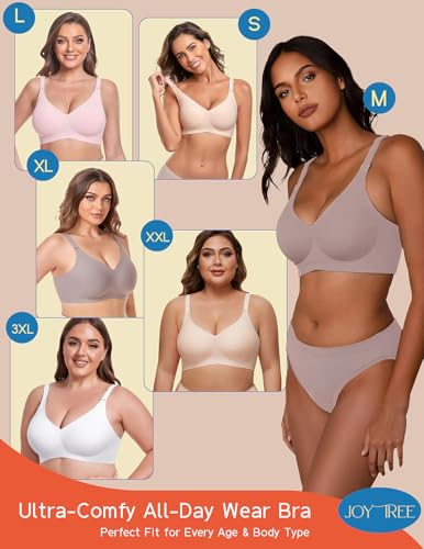 Image of JOYTREE Silky Bras for Women No Underwire V Neck Bralettes for Women Cloud Feel Everyday T Shirt Bra with Extender