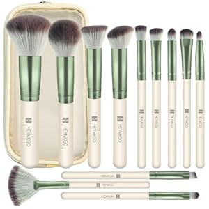 HEYMKGO Pinceles de Maquillaje 12PCS Set de Pinceles de Maquillaje Sintéticos Premium para Maquillaje de Sombras de Ojos y Labios con Bolsa de Viaje