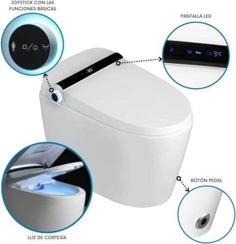 Nashi Japanische Toilette | Bidet-WC | Öffnen und Schließen des Deckels und automatische Entladung | integrierter Tank | beheizter Sitz, Warmwasser und Trocknung | Yaiza Plus 1.2 2024 – Bild 3