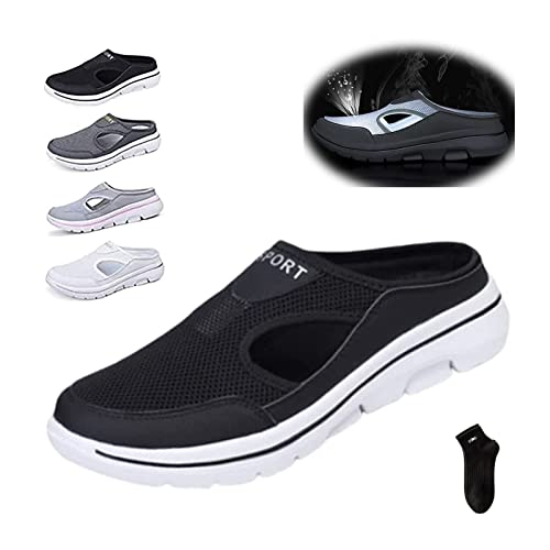 Men's Comfort Breathable Support Sports Sandals, Heelless Air Breathable Mesh Sport Sandals, High Elasticity Non-Slip Walking Shoes for Mens and Womens