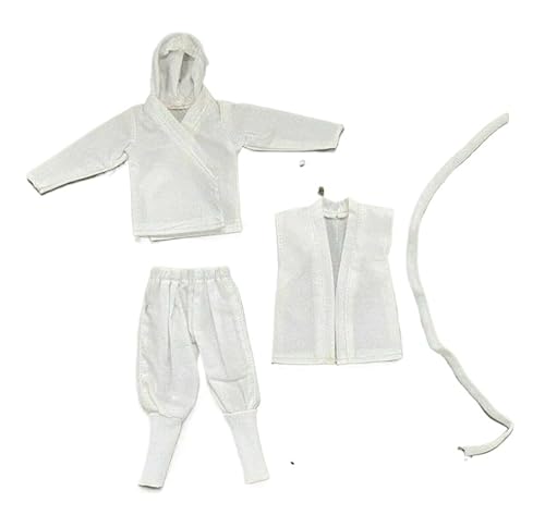 White 1/12 Ninja Outfit 1/12 Samurai Clothes for 6