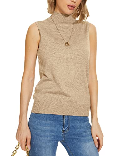 Image of INKOFF Sleeveless Mock Neck Turtleneck Knit Tops Women Dressy Casual Sweater Vest Business Work Tank