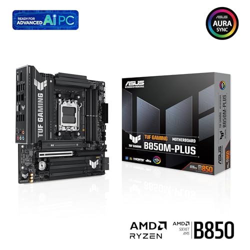 Image of ASUS TUF Gaming B850M-Plus, AMD mATX Motherboard, 14+2+1 Power Stages, DDR5 Slot, PCIe 5.0 Ready, 3 M.2 Slots, 2.5GB Realtek Ethernet, 20Gbps USB-C Flashback, BIOS Flashback and Aura Sync