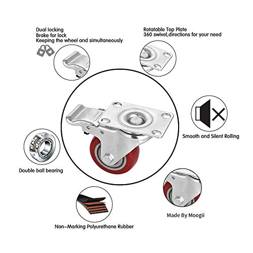 4 Inch Heavy Duty Casters Load 1800Lbs,Lockable Bearing Caster Wheels With Brakes,Swivel Casters For Furniture And Workbench，Set Of 4 (Free Screws) #TOP2