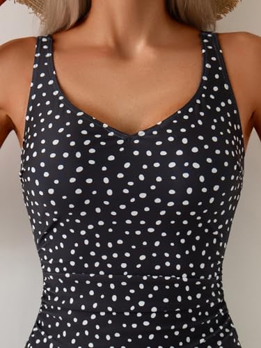 Image of Aidonger One Piece Swim Dress Swimsuits for Women Tummy Control Swimdress Skirt Bathing Suit