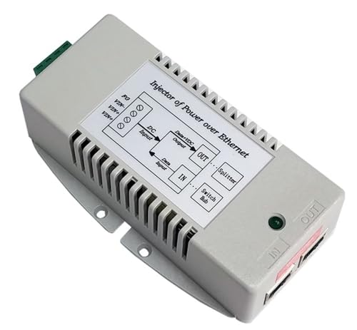 Inyector PoE pasivo Gigabit de 56 VCC y 50 W, entrada de terminal de cable de 10-15 VCC, para sistemas de batería de vehículos miniatura 1