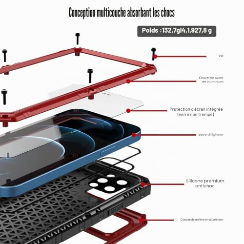Coque iPhone 12 Pro Max antichoc étanche IP68 étui de protection intégrale - 5