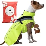 DOGOPAL Chubasquero Reflectante para Perros, Impermeable para Perros, Poncho de Lluvia Ligero con Abertura para arnés para Perros pequeños, medianos y Grandes (Amarillo, L)