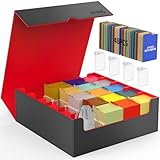 AFIING Caja de almacenamiento de tarjetas coleccionables de 4 filas [3200+], soporte organizador de tarjetas con 4 supoters de cartas y 48 divisores, funda para cartas Mtg Tcg Magic Commander, caja de