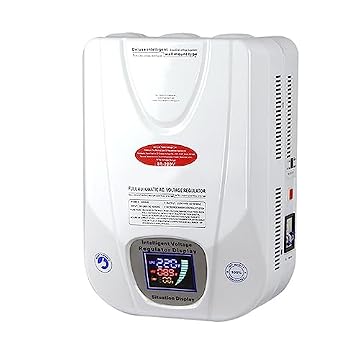 Estabilizador automático de tensão, montado na parede ou plano 220V regulador de tensão Estabilizador de fonte de alimentação para eletrodomésticos instáveis, branco, 5000VA