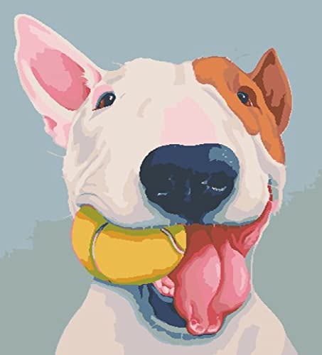 Broderie point de croix chien artistique pour décorer votre salon à Noël