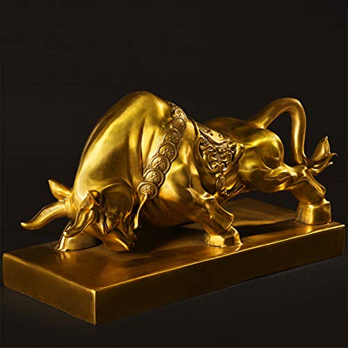 KKJJ Feng Shui Portafortuna Ornamenti di Fortuna per Ufficio, Soggiorno, Camera da Letto - Bue dello Zodiaco Cinese Ottone Figurine da Collezione Statua della Decorazione della Tavola,d'oro