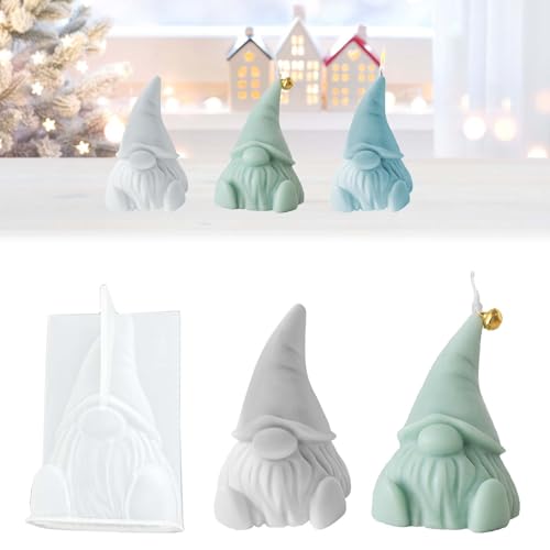 TREABEAR Silikonformen Gießformen Wichtel Gießform Wichtel Silikonform Gips Zum Gießen Wichtel Zwerg Silikon Kerzenform Weihnachten 3D Silikon Formen Zum Gießen Weihnachtsmann