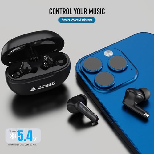 Image of AROMA TWS6 Sync V5.4 Upto 55Hr Playtime*, ENC, Dual Paring, Fast Charging, Heavy Bass Bluetooth