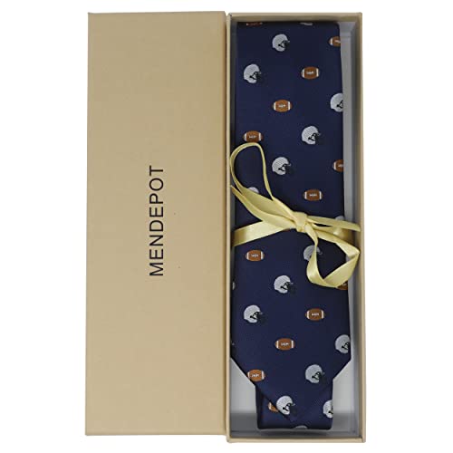 Mendepot Novelty Football Necktie Silver Helmet And Sports Navy Tie With Box #TOP4