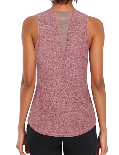 Image of Gyabnw Womens Gym Vest UV Protection Racerback Sleeveless Sports Top Pink