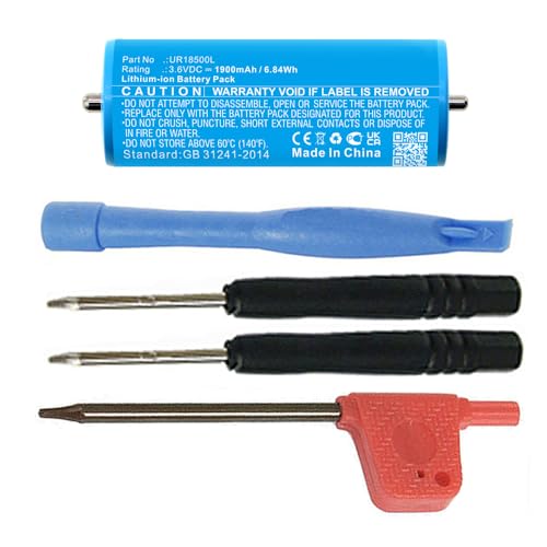 MPF Products 1900mAh UR18500Y, UR18500L, 81377206 Battery Replacement Compatible with Select Braun Series 5, Series 7, Series 8, Series 9, Pulsonic Shavers (Compatible Shaver Models in Description)