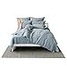 My Linen Home Set Copripiumino / Biancheria da Letto in Lino Lavato (100 % StoneWashed) Blu grigio, 1 Copripiumino 200x200cm e 2 Federa Cuscino Lino 50x70cm I Copripiumino Con Cerniera