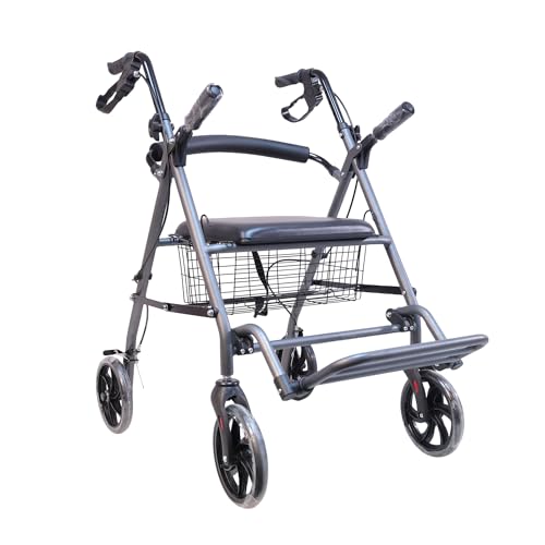 Image of EverActiv Aluminium Rollator Walker for Adults & Seniors with Seat | Easy Foldable Mechanism | Lightweight & Sturdy | Ideal for Elderly & Recovery Use