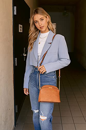 Image of FashionPuzzle Faux Leather Small Dome Crossbody Bag with Chain Strap