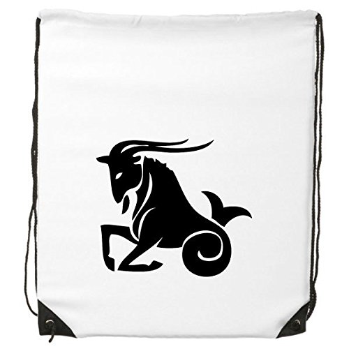 DIYthinker Women's Constellation Capricorn Zodiac Sign Symbol Mark Silhouette Illustration Pattern Drawstring Backpack Fine Lines Shopping Creative Handbag Shoulder Environ Tal Polyester Bag One Size