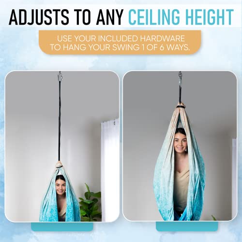 Image of Indoor Sensory Swing for Kids or Outdoor - Holds 300lbs, Double-Layer, & 360 Swivel, Calming Compression Therapy Swing Hammock for Kids & Adults with All Hardware - Sensory-Motor Toys & Gifts