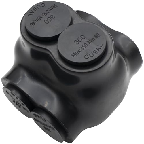 6AWG-350Kcmil Insulated 2 Port Inline Splice Connector Black Wire Connectors,Allen Hex 3/8" Insulated Cable Connectors Pre-Loaded Oxide Inhibitors,UL Listed(1pcs)