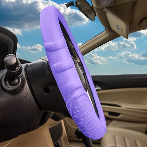 Image of FH Group Universal Fit Silicone with Grip and Pattern Massaging Grip Steering Wheel Cover fits most Cars, SUVs, Trucks, and Vans Purple