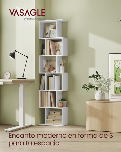 Estantería divisoria VASAGLE de 6 niveles blanca con estantes profundos para separar ambientes 5