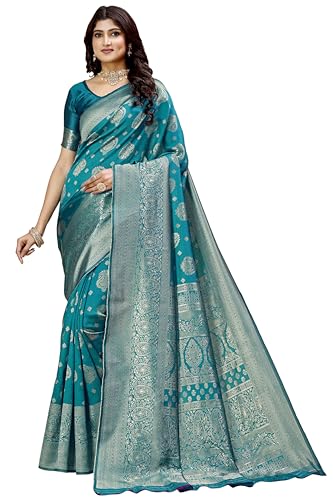 Image of Shasmi Women's Banarasi Saree Pure Kanjivaram Silk Saree Soft new ladies 2025 Design Wear Pattu Sarees Party Sari collections With Blouse Piece for Wedding sadi (PARI-218)