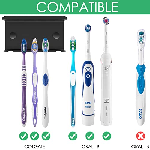 Linkidea Toothbrush Holder Wall Mounted, Space Aluminum Electric Toothbrushes Holder, Self-Adhesive Kids Electric Toothbrush And Toothpaste Dispenser/Wall Mount For Bathroom, Shower, Washroom #TOP1