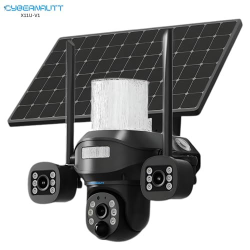 Image of XUGA - Cybernautt X11U-V1 Dual Solar 18MP 3 Lens PTZ Solar 4G Sim Outdoor CCTV Camera with 3 View | 360 | Night Vision | Motion Detection| 2 Way Audio | Use Air-tel 4G Sim