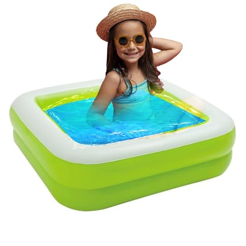 Image of Storio Inflatable Baby Pool for Kids & Toddlers - 90x90x23cm | Light Blue & White | Baby Swimming Pool for Balcony, Garden, Indoor & Outdoor Water Play | Safe & Durable PVC Material