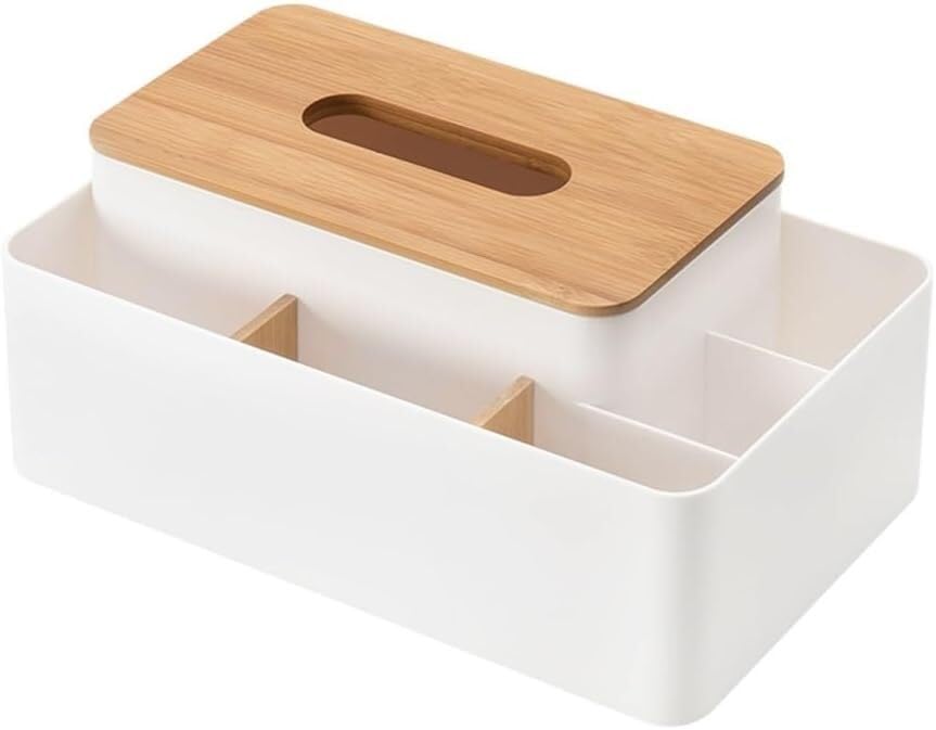 Boîte à mouchoirs décorative anti-poussière et compartiment de rangement de table