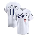 [EESDCOS] 佐々木朗希 大人用 野球ユニフォーム 非公式 刺繍 ユニフォーム ドジャース 野球ユニフォーム 夏服 男女兼用 通気性 快適 通勤 練習着 半袖 記念シャツ レプリカ (白,XXXL)