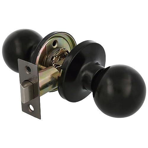 Amig - Pomo Puerta Interior - Con Picaporte de Entrada 60/70 mm - Pomo de Bola en Ambos Lados - Para Puertas de Paso de Madera de 35 a 45 mm - Latón Negro