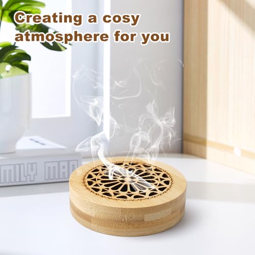 TESSTSY 1 Piezas Difusor Aceites Esenciales Sin Agua con Caja de Incienso de Madera, Difusor de Aire en Piedra Perfumada, Difusor Aceites Esenciales Sin Cable para Sala de Estar Baño Coche - imagen 7