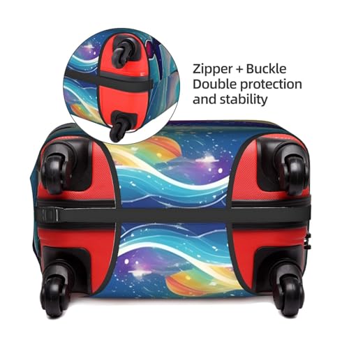 Colorful Starry Sky Ocean Dolphin Tsa Approved Luggage Cover For 18-32 Inch Suitcases Scratch-Resistant Stretch Luggage Cover4